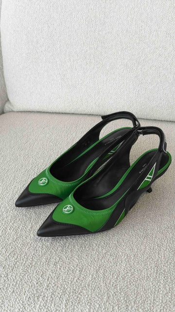 Green & Black Archlight Slingback Pumps 40