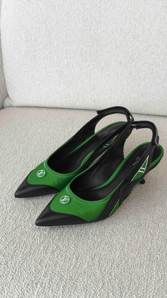 Green & Black Archlight Slingback Pumps 40
