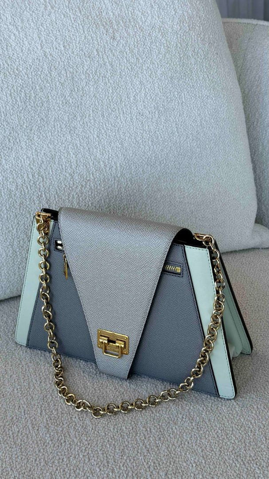 Tri Colour Taiga Trapeze Chain Shoulder Bag with GHW