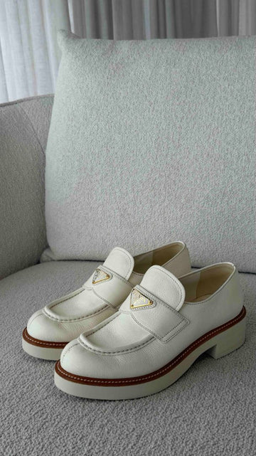 White Logo Slip on Loafers