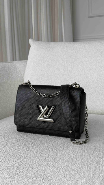 Black Epi Leather Twist MM with SHW