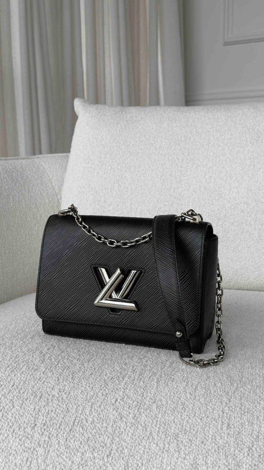 Black Epi Leather Twist MM with SHW