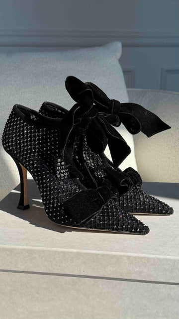 Black Falca 100 Black Mesh Ankle Boot