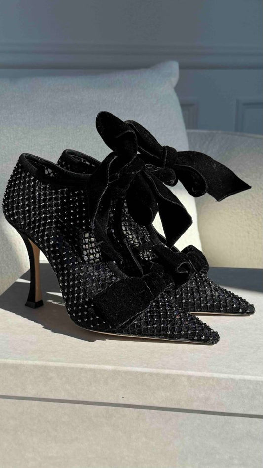 Black Falca 100 Black Mesh Ankle Boot