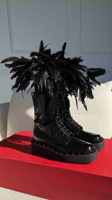 Black Rockstud M-Way Combat Boots