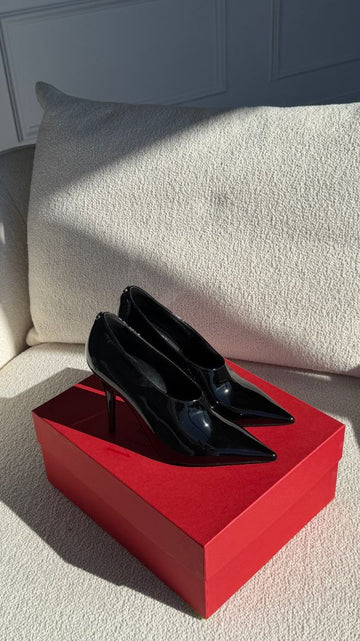 Black Patent Leather Slip On Pump 38
