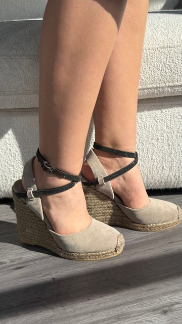 Grey Molili Trim Espadrille Wedges 38