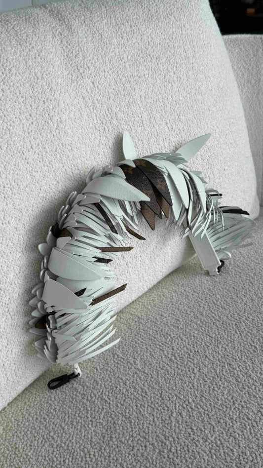 White Leather Feather Strap