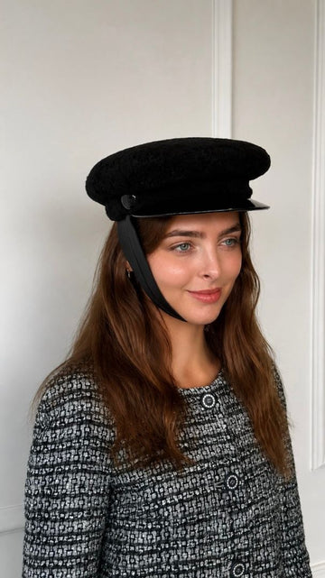 Black Patent Leather Cap