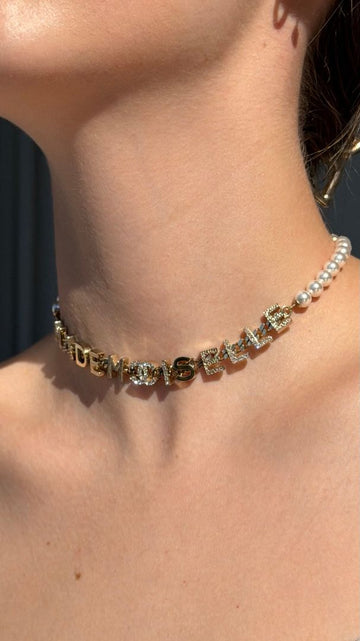 Gold Mademoiselle Pearl Choker Necklace