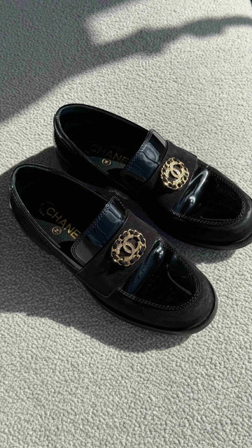Black CC Chain Loafers with GHW 37.5
