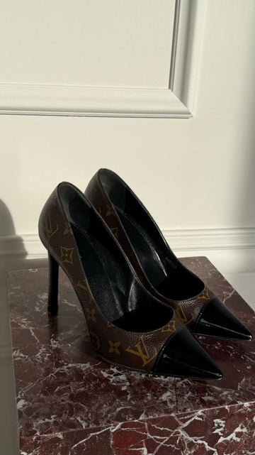 Black & Brown Cherie Monogram Pumps