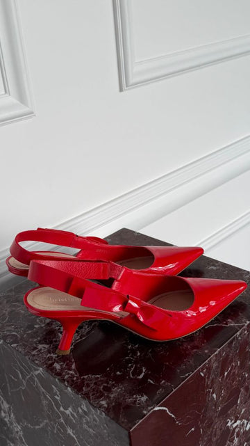 Red J'Adior Patent Leather Slingback Heels