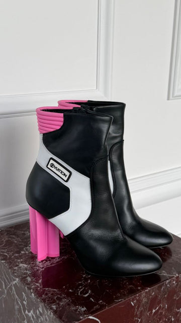 Black Silhouette Rose Pop Ankle Boots