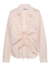 Pink Lace-Up Cotton Shirt