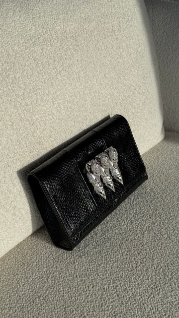 Black Small Clutch Skull Bag With SHW