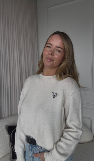 Mens Cream Cashmere Crew Neck Jumper