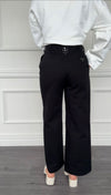 Black Lace Up Wide Leg Trousers