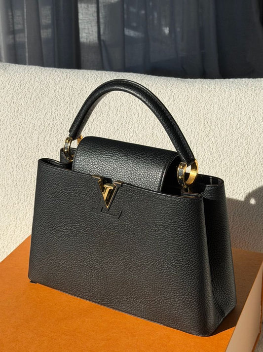 Black Capucines MM with Gold Hardware