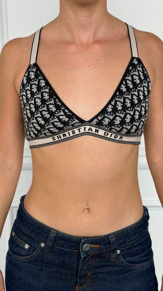 Navy & Ebony Oblique Jacquard Bralette