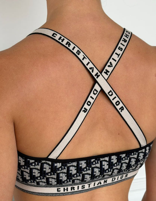 Navy & Ebony Oblique Jacquard Bralette