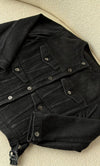 Black Washed Utility Pocket Denim Jacket