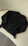 Black Washed Utility Pocket Denim Jacket