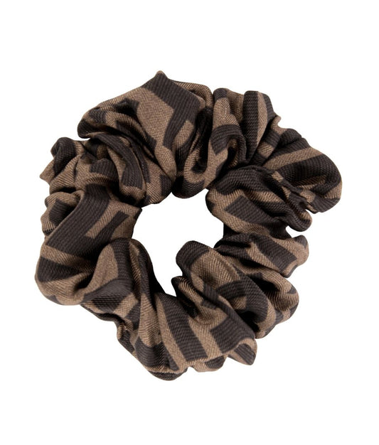 Brown & Black Logo Silk Scrunchie