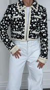 Black & White Painted Tweed CC Logo Jacket