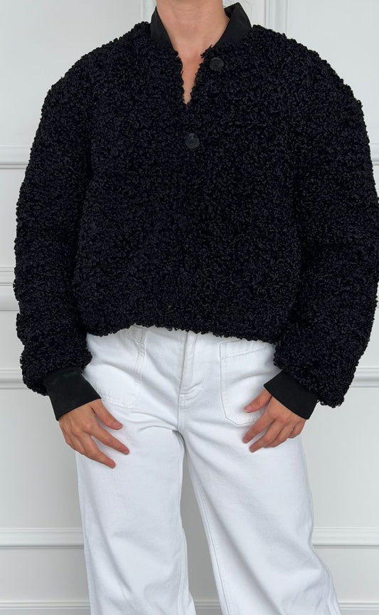 Black Reversible Boucle Jacket