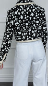 Black & White Painted Tweed CC Logo Jacket