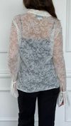 Cream Lace Blouse With Pearl Embellishments