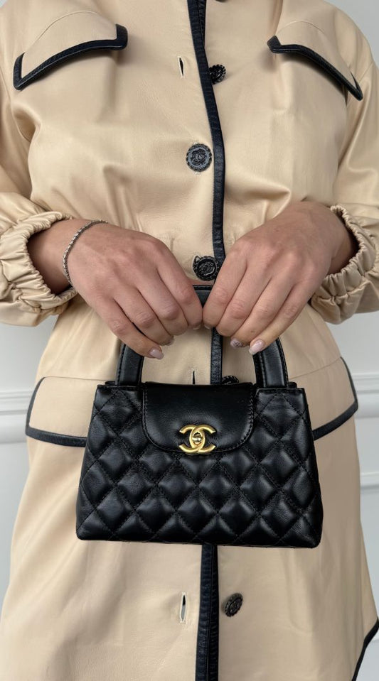 Black Nano Kelly Shopper Bag With GHW