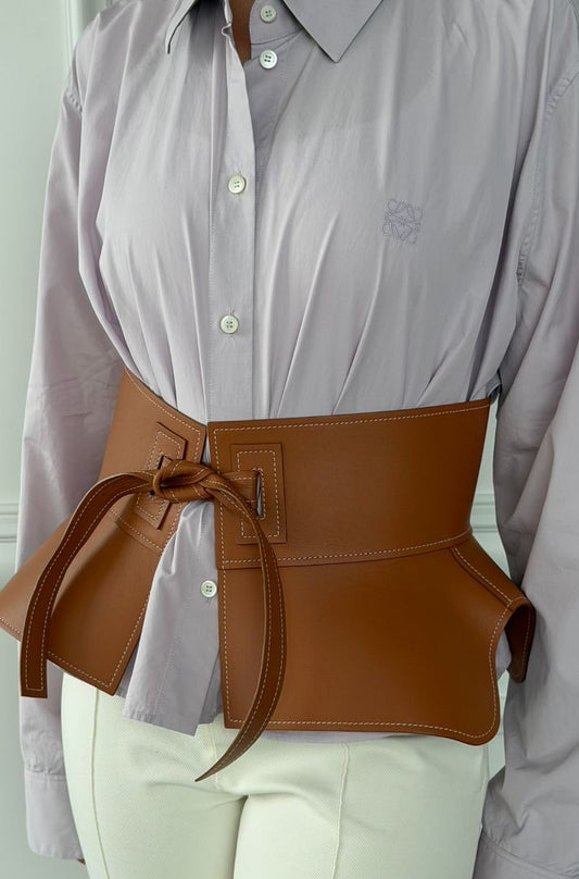 Tan Obi Leather Corset Belt