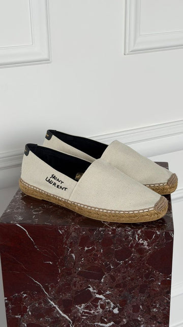 Off-White Embroidered Canvas Espadrilles