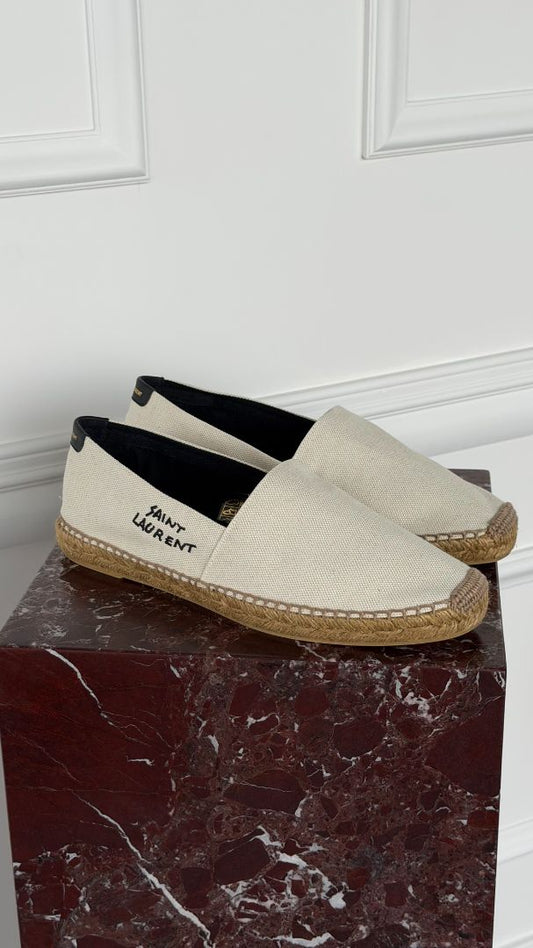 Off-White Embroidered Canvas Espadrilles