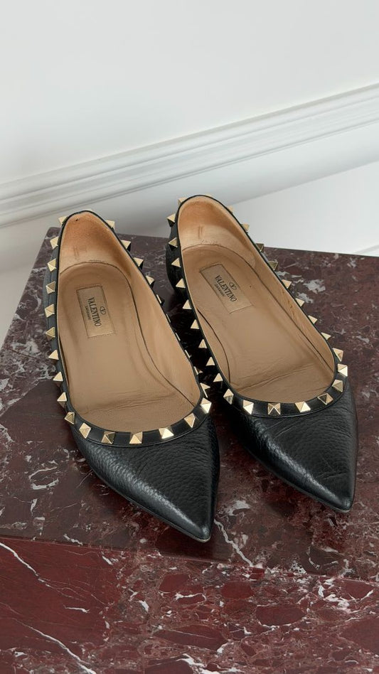 Black Rockstud Ballet Flats