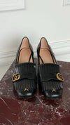 Black & Gold GG Marmont Fringe Pumps With Bee Embroidery