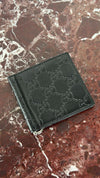Black GG Embossed Money Clip Wallet