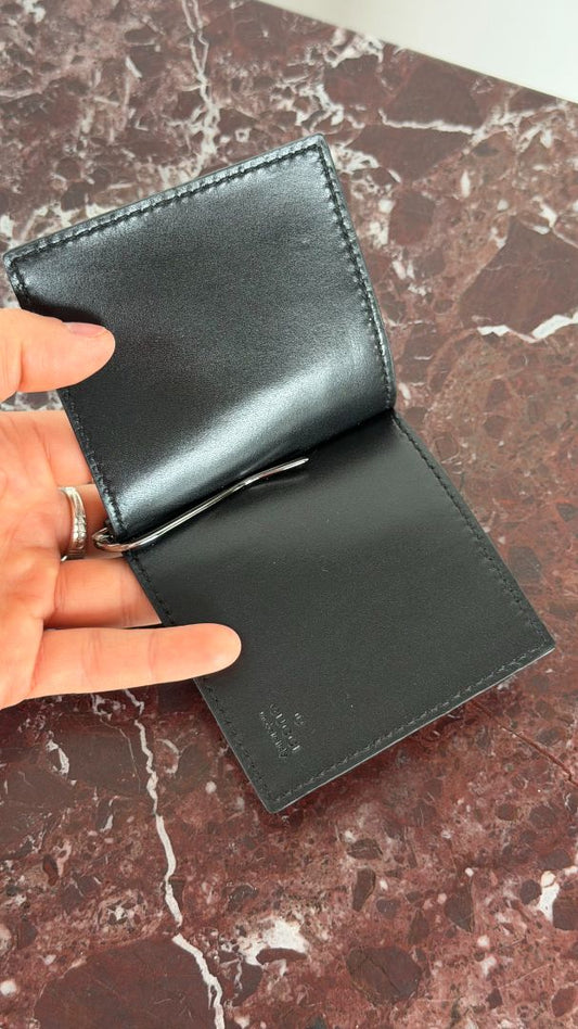 Black GG Embossed Money Clip Wallet