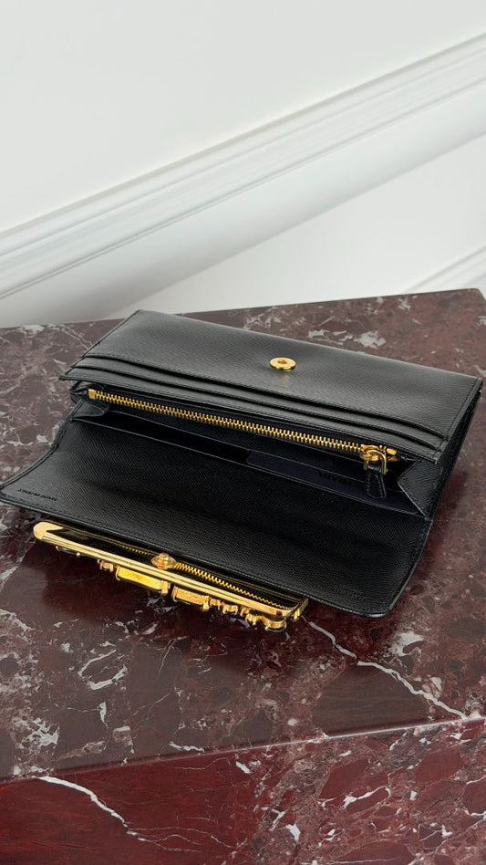 Black Saffiano Leather Bijoux Crystal Wallet