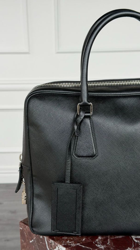 Black Saffiano Leather Briefcase