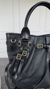 Black Large Bridle Whipstitch Tote Bag With GHW
