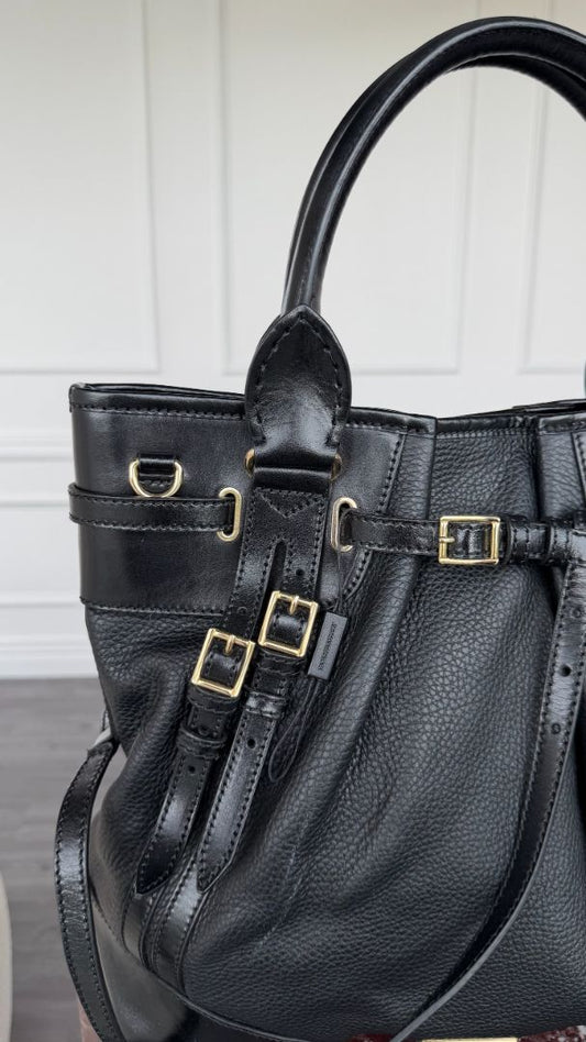 Black Large Bridle Whipstitch Tote Bag With GHW