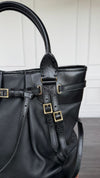 Black Large Bridle Whipstitch Tote Bag With GHW