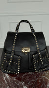 Black Rockstud Double Pocket Backpack