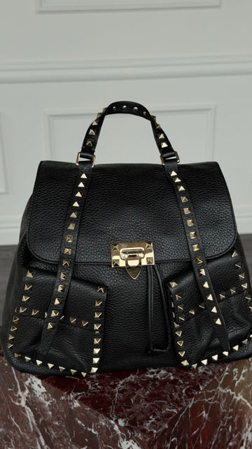 Black Rockstud Double Pocket Backpack