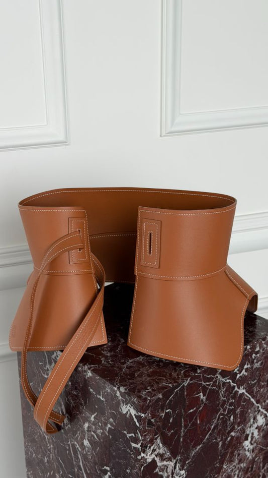 Tan Obi Leather Corset Belt