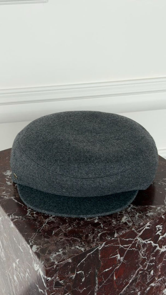 Grey Felted Newsboy Casquette Hat