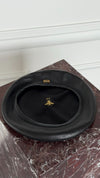 Black Lambskin Leather Beret